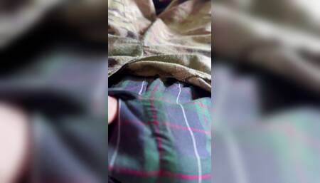 Army soldier jerks off in some plaid boxer shorts under his uniform with 2 cum shots!