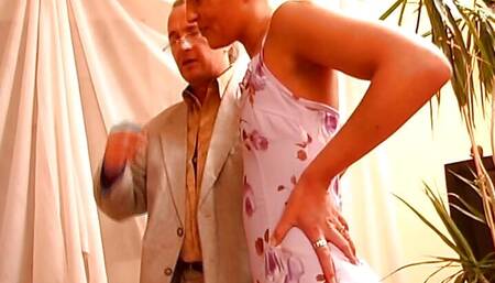 Short haired babe from Germany getting her holes screwed