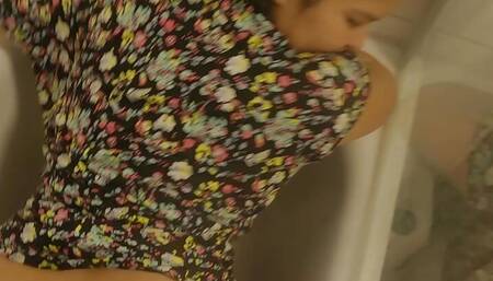 The maid is used and pissed on to get a cumshot