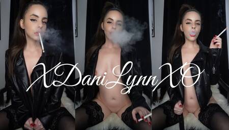 Smoking Leather Jacket Thigh Highs