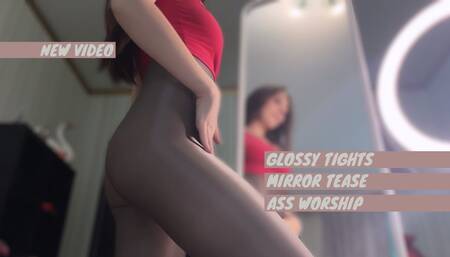 Glossy tights mirror teaser