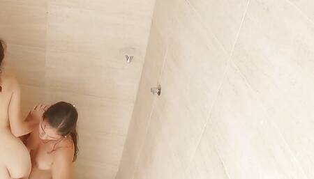 MY STEPMOM HELPES ME BATHE AND ENDS UP SUCKING MY PUSSY