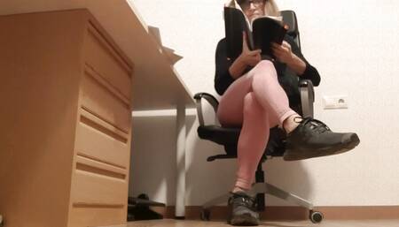 Secretary in leggings.