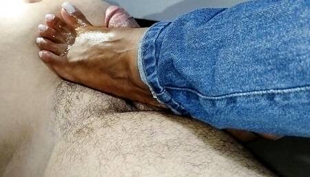 Footjob Handjob cum in feet nice