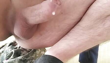 Latin boy masturbates on the stairs of the building