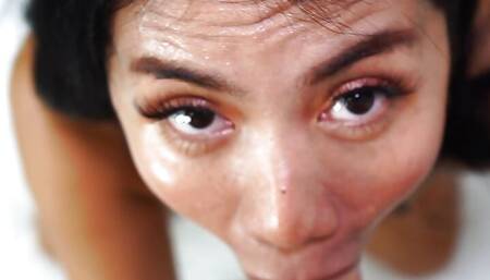 Cock Sucking Asian MILF gets Cum Shower