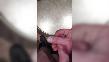 Quick cum close-up cumshot straight guy golden table