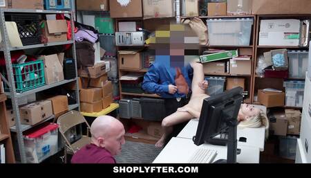 Blonde gf rammed by the guard in front of boyfriend