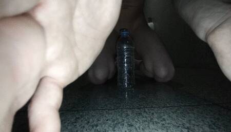 Totally naked in public toilet playing with piss
