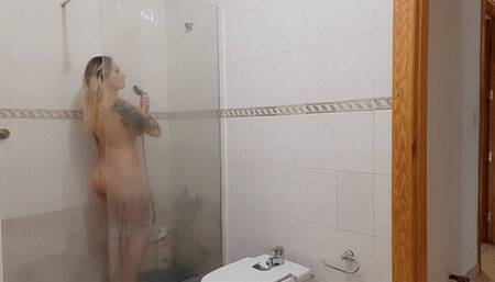 BUSTY STEPMOTHER LEAVES THE DOOR OPEN WHEN SHE SHOWERS AND STEPSON FUCKS HER