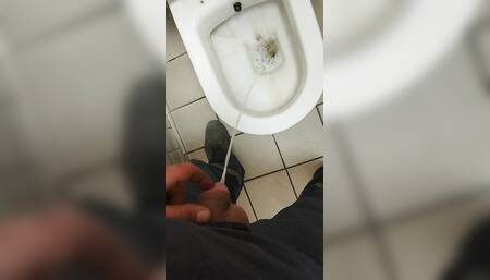 Mascuker Turk Pees in the Office Toilet