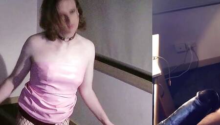 SissyCDMish - Caged sissy slut sucking BBC dildo while camwhoring  #bnwo