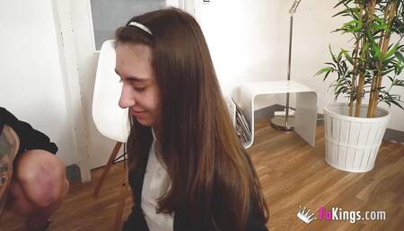 The DIRTY SCHOOL is back with an almost virgin Carolina Lorca learning how to fuck