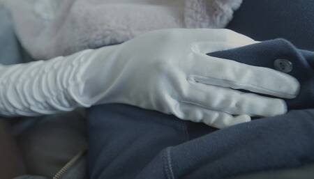 Naughty Stepsis Wears Satin Gloves to Seduce Stepbrother
