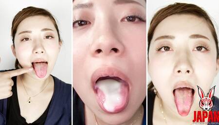 Amateur Azusa's Oral Exhibition: Tongue Cleaning and Ending in it