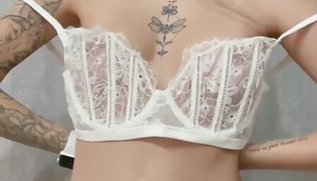 Blonde Sexy Slut Dressing up Her Best Lingerie Before a Gangband