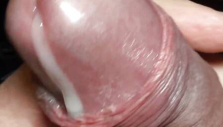 25 seconds of VERY CLOSE-UP CUM Big Uncut Head  w Live moaning