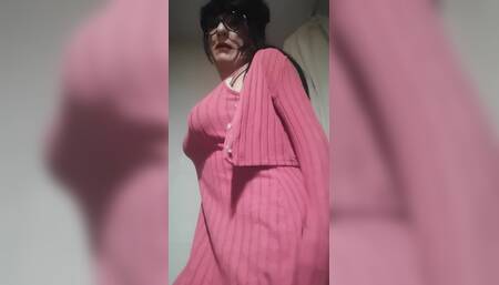 Effeminate Boy Dressed As A Woman In Front Of The Mirror