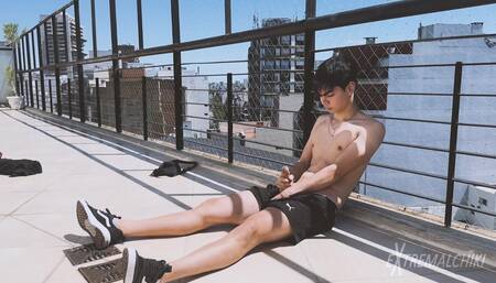 Rooftop Latino Twink Wank