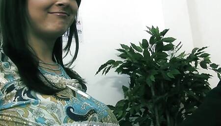 Before leaving the police station the brunette with big tits has to endure a threesome