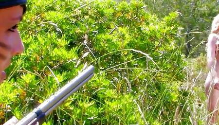 One lucky guy enjoying three crazy lesbians with strapon