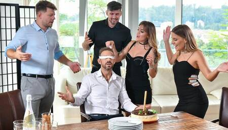 Aesthetic hardcore gangbang with Silvia Dellai and Eveline Dellai