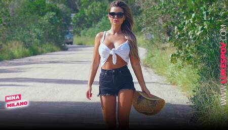 BIG TITTY HITCHHIKER FUCKS FOR A RIDE