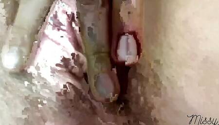 Hairy wet pink pussy