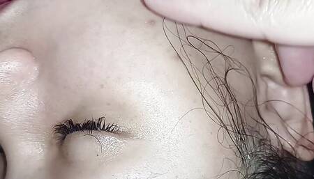 fucking the bitch's face, masturbating me and filling her with creampie