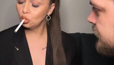 I blow smoke in his face