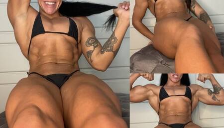 Juicy Muscle Slut Topless Flexing - Muscular Women, Female Bodybuilder, Biceps, Triceps, Abs, Vacuum, Stomach Control
