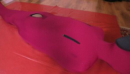 Mistress Evil Red teases with her feet her mummified slave MP4 version