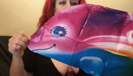 Inflating New Rainbow Dolphin Toy by Mouth Topless- 1-5-24