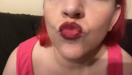 Soft Puckering in Red Lipstick- 1 24