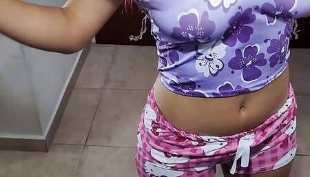 This Girl Can't Live Without a Cock in Her Pussy. Cumshot on the Legs. POV stepsister comes to get cock in the ass