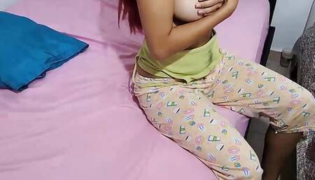 Watching my stepsister with big tits and then fucking her while she relaxes