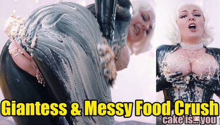 Giantess and Messy Food Crush: cake is you, baby (4K)