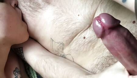 Nipple and Cock Play Cumshot on Icy Tits