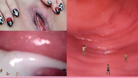 Giantess pussy endoscopy vs micro man