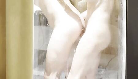 Big dick shemale fuck guy under the shower