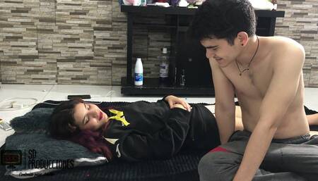 Give My Stepbrother a Delicious Massage and He Ends up Fucking My Pussy