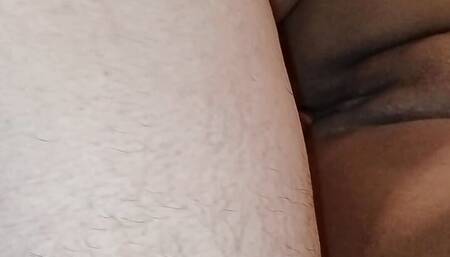Cumming on the chubby guy's dick with anal plug