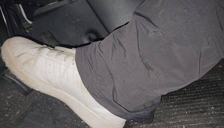 Gas Stop in Adidas and Hiking Pants