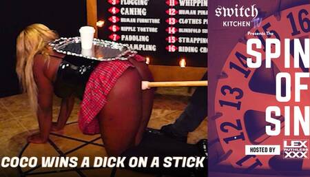 Coco wins a Dildo on a Stick - Spin of Sin hosted by Lex Ruthless - Switch Kitchen LIVE Show