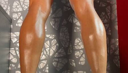 AbsoluteLegs #3 - Oiled calf popping and bare feet 4K