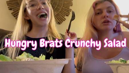Hungry Brats Eating a Crunchy Salad