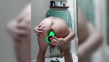 Chastity bear fucking my hole with my newest toy