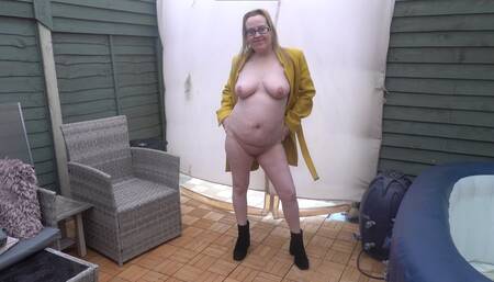 Wife Stripping full nude out in the Yard in the cold