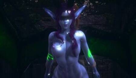 Illidari is fucked in the rain by a human henchman