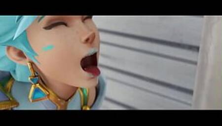 Atlantic Tracer From The Game Overwatch Receives a Facial Cumshot (KreiSake)
